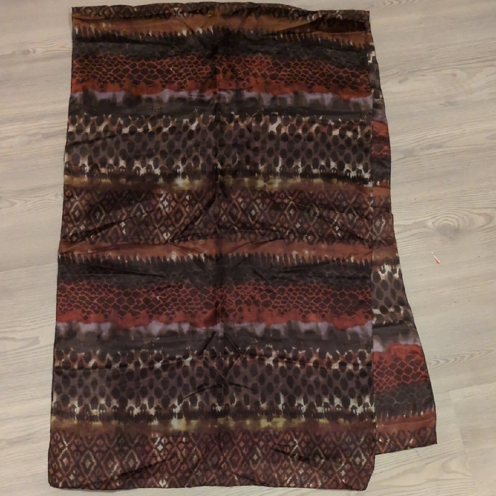 Vivante Silk Red and Brown Silk Scarf